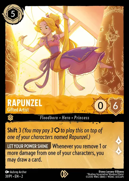 Raiponce - Artiste douée, carte Disney Lorcana P1-031 — extension P1