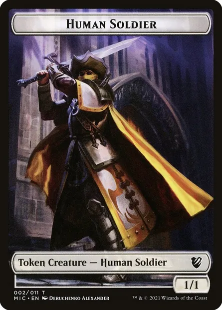 Human Soldier, carte Magic TMIC 2 — extension Midnight Hunt Commander Tokens