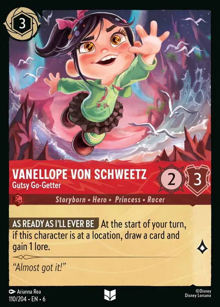 Vanellope von Schweetz - Gutsy Go-Getter, Disney Lorcana card CH6-110 — Azurite Sea set