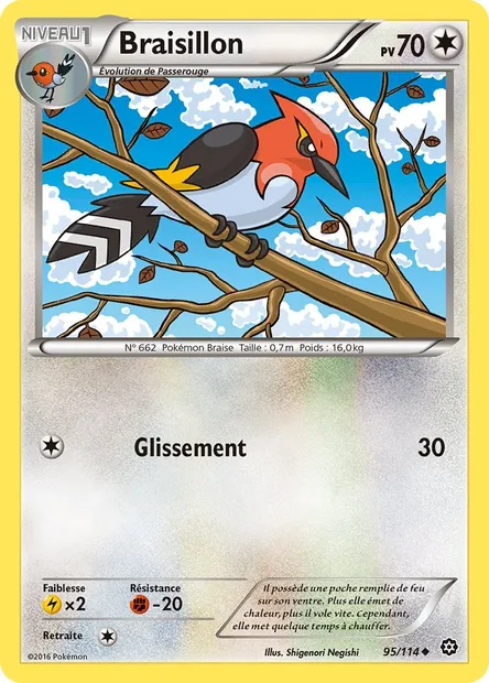 Braisillon, carte Pokémon STS 95 — extension Offensive Vapeur