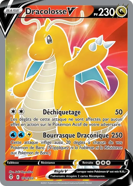 Dracolosse V, carte Pokémon EVS 191 — extension Évolution Céleste