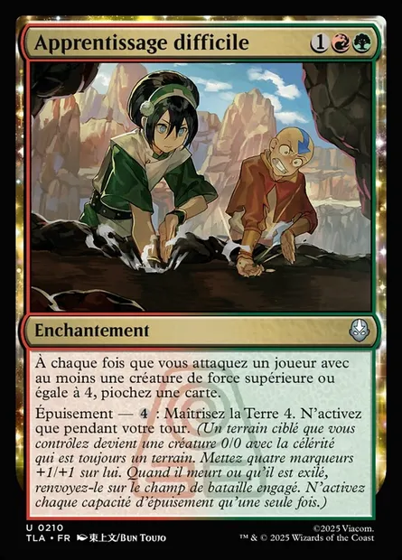 Apprentissage difficile, carte Magic TLA 210 — extension Avatar: The Last Airbender