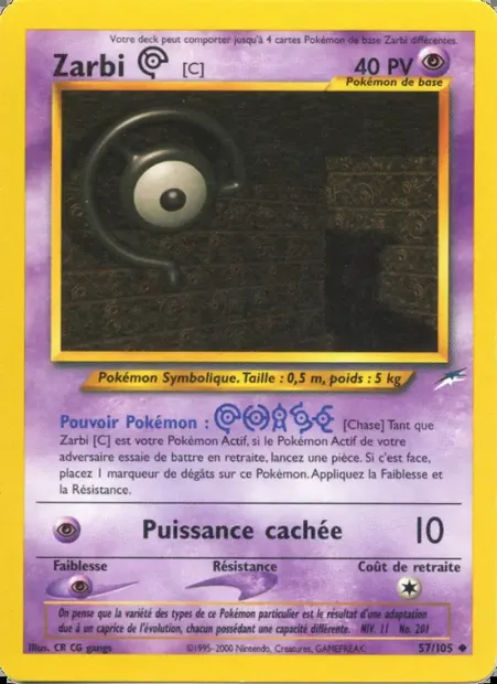 Zarbi C, carte Pokémon NDE 57 — extension Neo Destiny