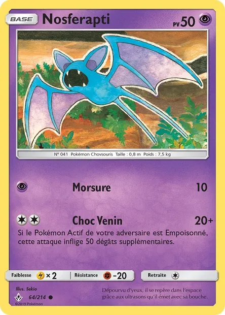 Nosferapti, carte Pokémon UNB 64 — extension Alliance Infaillible