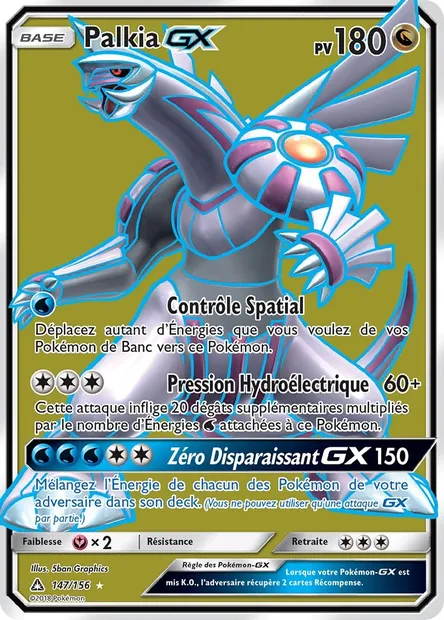 Palkia GX, carte Pokémon UPR 147 — extension Ultra-Prisme