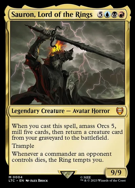 Sauron, Lord of the Rings, Magic card LTC 4 — Tales of Middle-earth Commander set