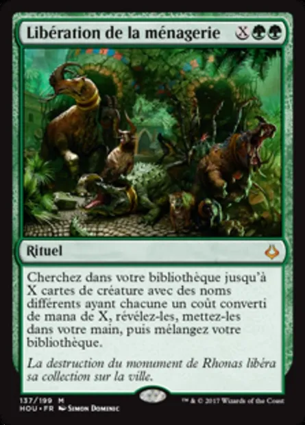 Libération de la ménagerie, carte Magic HOU 137 — extension L’âge de la destruction