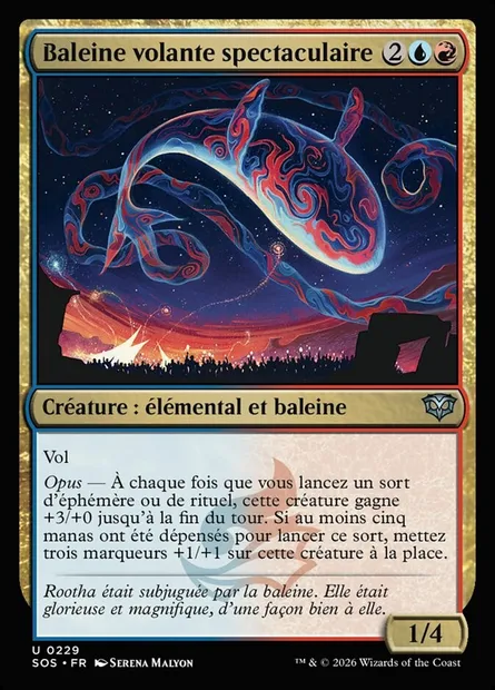 Baleine volante spectaculaire, carte Magic SOS 229 — extension Secrets of Strixhaven