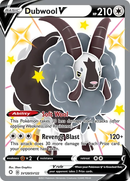 Dubwool V, Pokémon card SHF SV120 — Shining Fates set