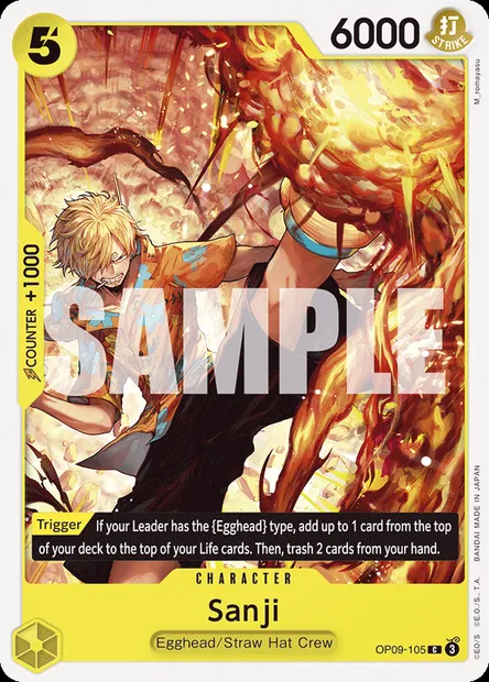 Sanji, One Piece card OP09-105 — EMPERORS IN THE NEW WORLD set