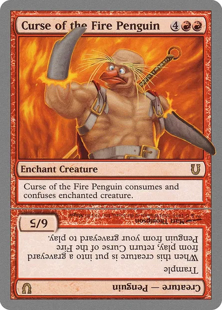 Curse of the Fire Penguin // Curse of the Fire Penguin Creature, Magic card UNH 73 — Unhinged set