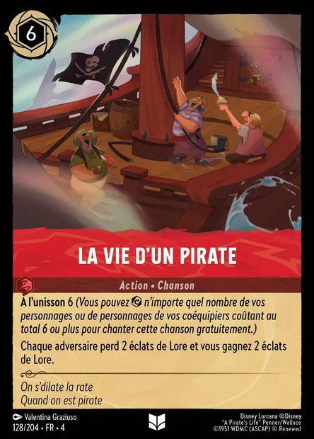 La vie d'un pirate, carte Disney Lorcana CH4-128 — extension Le Retour d'Ursula