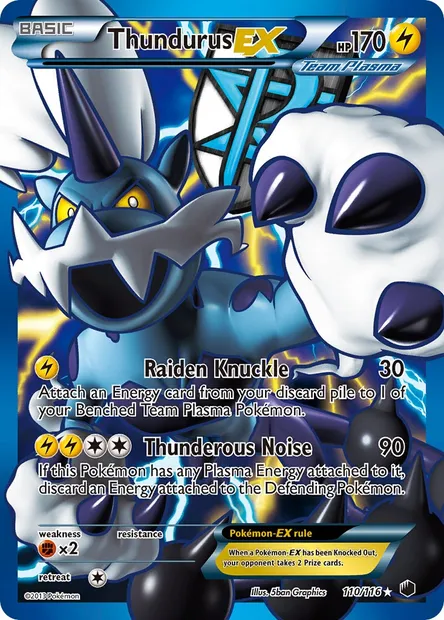 Thundurus-EX, Pokémon card PLF 110 — Plasma Freeze set