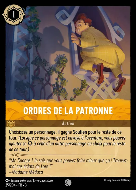 Ordres de la patronne, carte Disney Lorcana CH3-025 — extension Les Terres d'Encres