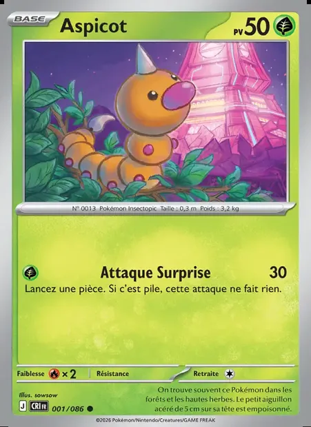 Aspicot, carte Pokémon CRI 001 — extension Chaos Ascendant
