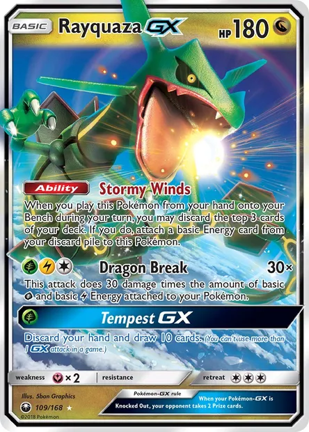 Rayquaza GX, Pokémon card CES 109 — Celestial Storm set