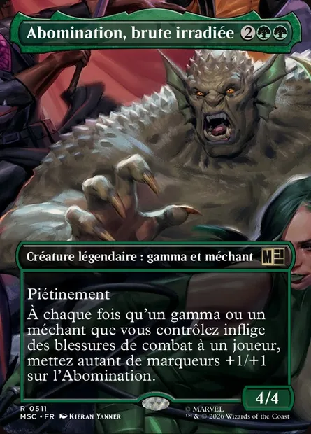 Abomination, brute irradiée, carte Magic MSC 511 — extension Marvel Super Heroes Commander