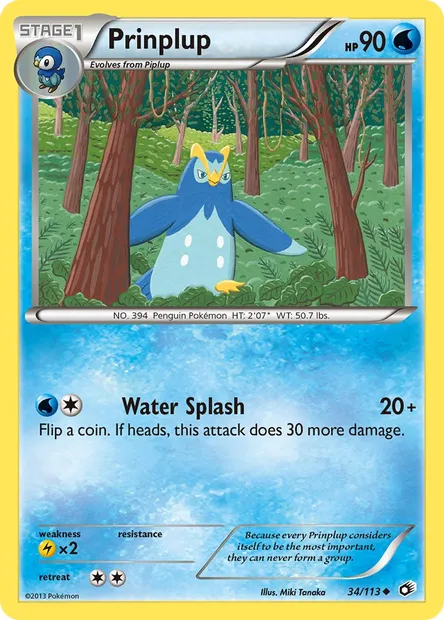 Prinplup, Pokémon card LTR 34 — Legendary Treasures set