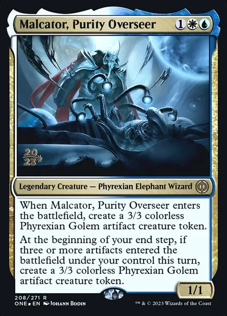 Malcator, Purity Overseer, Magic card PONE 208s — Phyrexia: All Will Be One Promos set