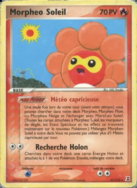 Morpheo Soleil, carte Pokémon DS 31 — extension EX Espèces Delta