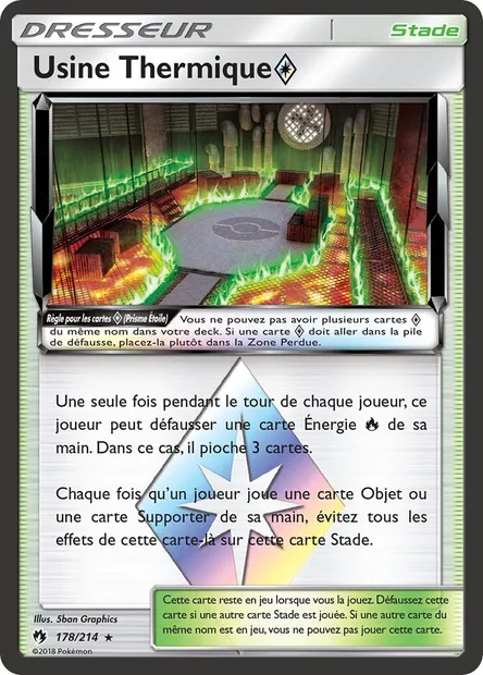 Usine Thermique ◇, carte Pokémon LOT 178 — extension Tonnerre Perdu