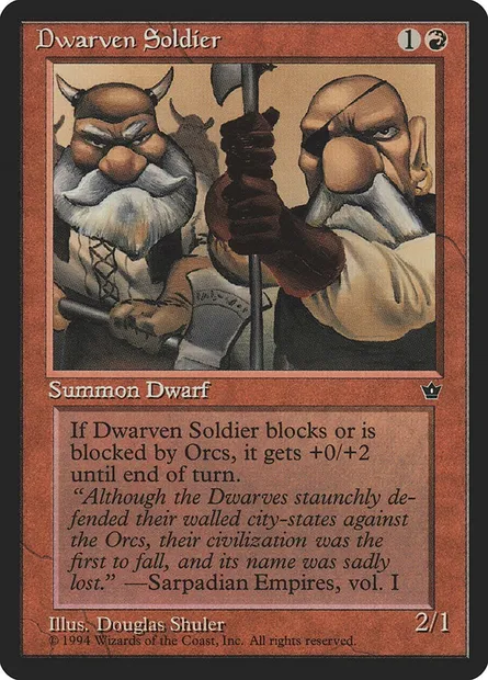 Dwarven Soldier, Magic card FEM 53c — Fallen Empires set