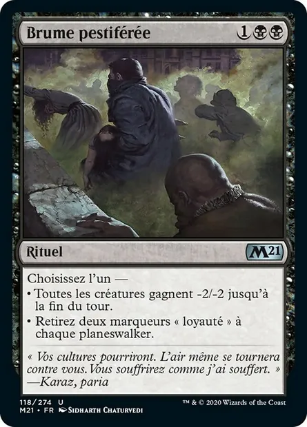Brume pestiférée, carte Magic M21 118 — extension Core Set 2021