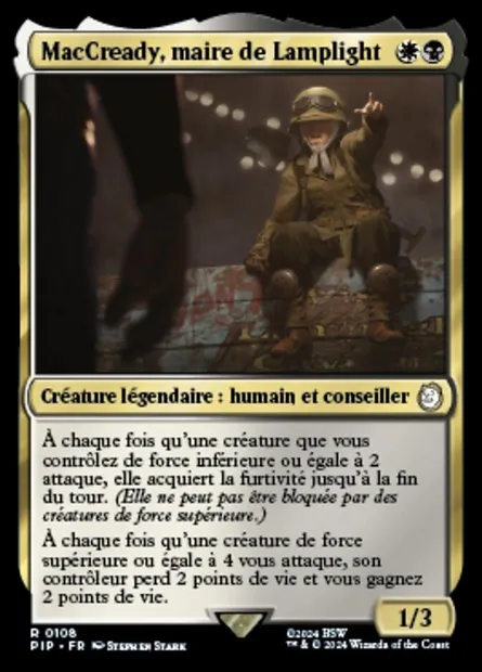 MacCready, maire de Lamplight, carte Magic PIP 108 — extension Fallout