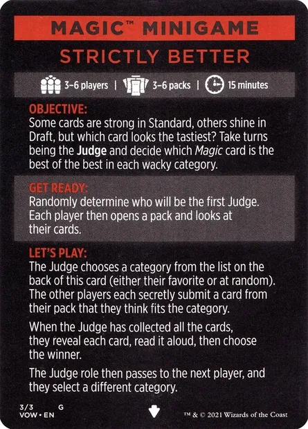Strictly Better // Strictly Better (cont'd), carte Magic MVOW 3 — extension Innistrad: Crimson Vow Minigames