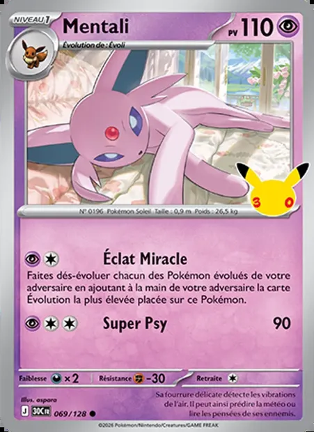Mentali, carte Pokémon 30C 069 — extension 30ᵉ Anniversaire