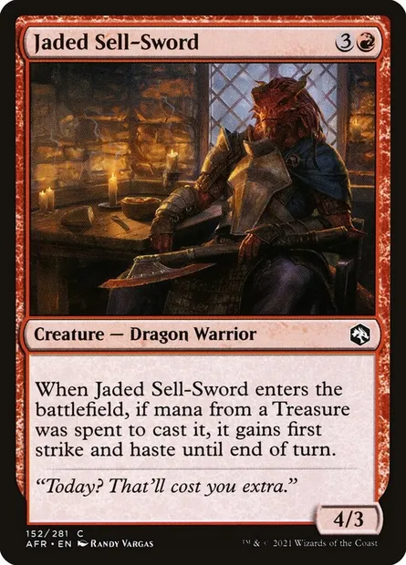 Jaded Sell-Sword, Magic card AFR 152 — Adventures in the Forgotten Realms set