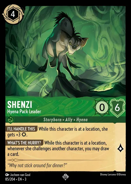 Shenzi - Hyena Pack Leader, Disney Lorcana card CH3-085 — Into the Inklands set