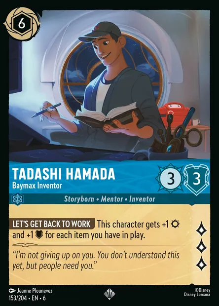 Tadashi Hamada - Baymax Inventor, Disney Lorcana card CH6-153 — Azurite Sea set