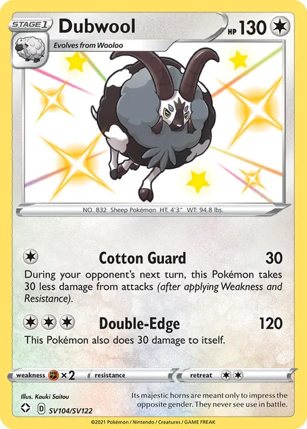 Dubwool, Pokémon card SHF SV104 — Shining Fates set