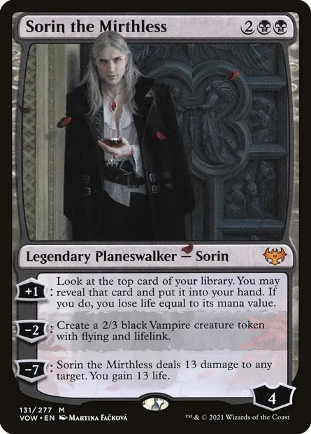 Sorin the Mirthless, Magic card VOW 131 — Innistrad: Crimson Vow set