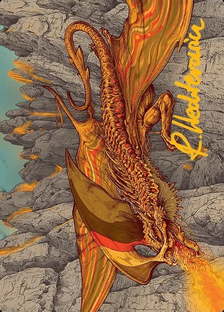 Magmatic Hellkite // Magmatic Hellkite, Magic card ATDM 34 — Tarkir: Dragonstorm Art Series set