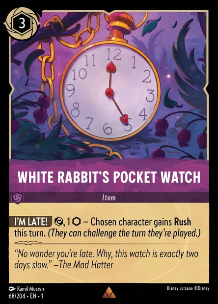 White Rabbit's Pocket Watch, Disney Lorcana card CH1-068 — The First Chapter set