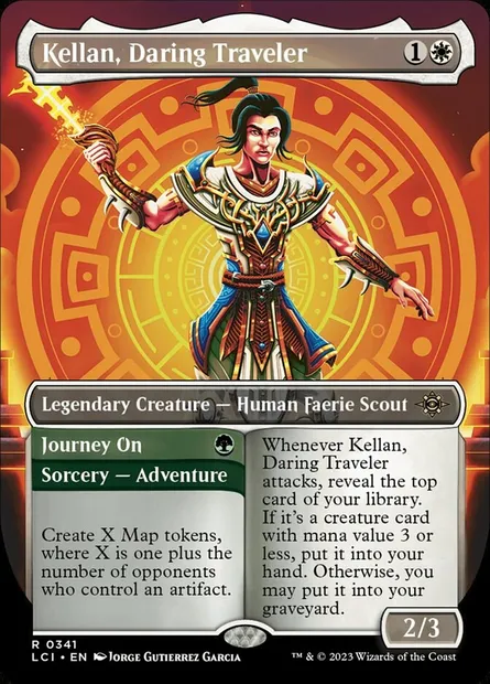 Kellan, voyageur audacieux // Continuer le périple, carte Magic LCI 341 — extension The Lost Caverns of Ixalan