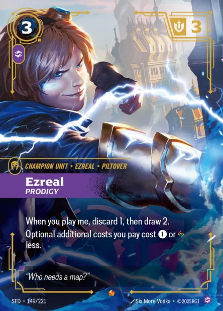 Ezreal, Riftbound card SFD 149 — Spiritforged set