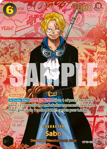 Sabo, One Piece card OP13-120 — CARRYING ON HIS WILL set