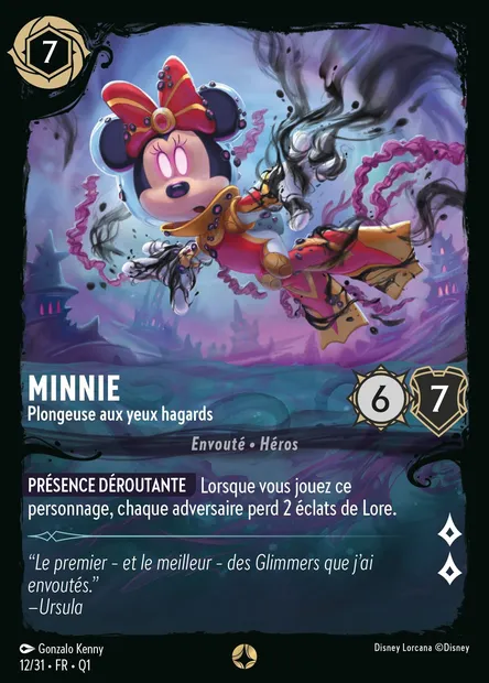 Minnie - Plongeuse aux yeux hagards, carte Disney Lorcana Q1-012 — extension Quête des Illumineurs - Menace des profondeurs