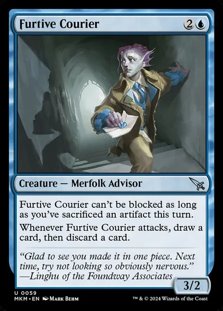 Furtive Courier, Magic card MKM 59 — Murders at Karlov Manor set