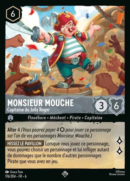 Monsieur Mouche - Capitaine du Jolly Roger, carte Disney Lorcana CH6-176 — extension La Mer Azurite