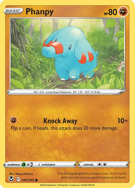 Phanpy, Pokémon card SIT 091 — Silver Tempest set