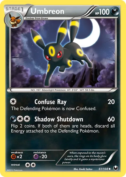 Umbreon, Pokémon card DEX 61 — Dark Explorers set