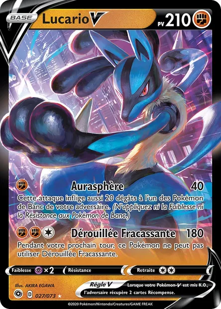 Lucario V, carte Pokémon CPA 27 — extension La Voie du Maître