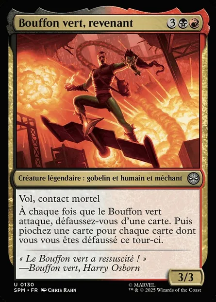Bouffon vert, revenant, carte Magic SPM 130 — extension Marvel's Spider-Man