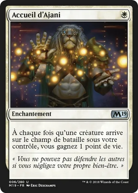 Accueil d'Ajani, carte Magic M19 6 — extension Core Set 2019