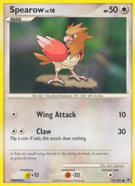 Spearow, Pokémon card MD 74 — Majestic Dawn set