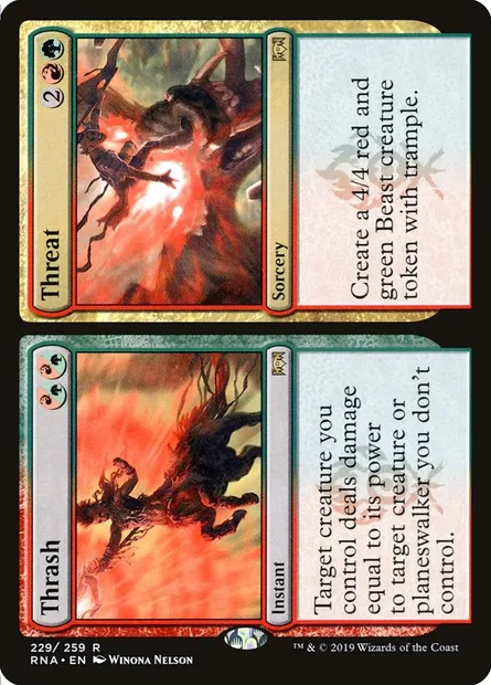 Thrash // Threat, Magic card RNA 229 — Ravnica Allegiance set